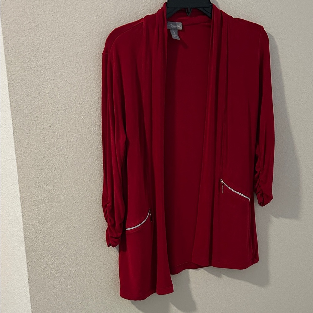 Chico's Vibrant Red Open-Front Blazer